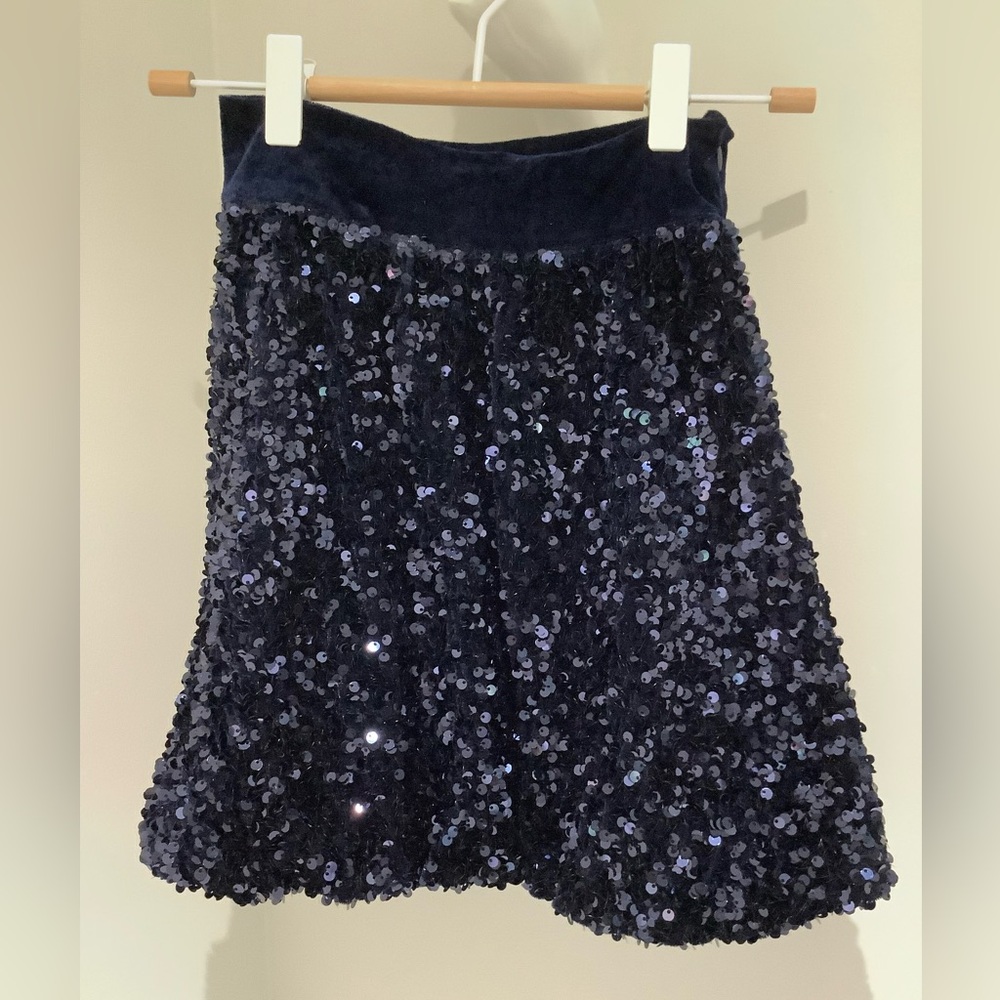 Zara Midnight Blue Sequin A-Line Skirt